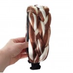 Bentita pentru par impletita spic din fibra sintetica lata BST020PP Castaniu cu Blond